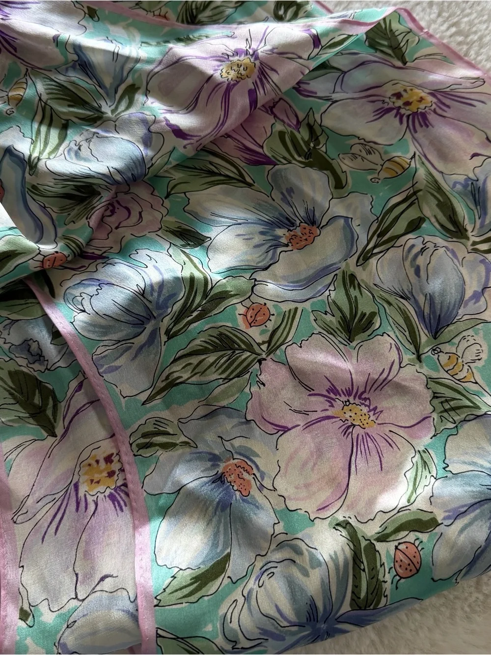 Oscar de la Renta 100% Silk Floral Scarf Made in Japan 11x52